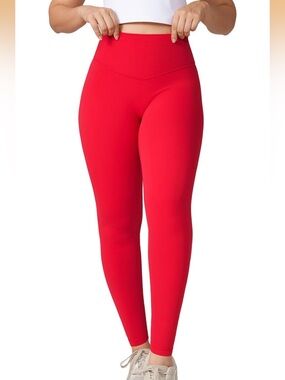 Amazon Essentials High-Rise Red Slim Butter-soft Leggings